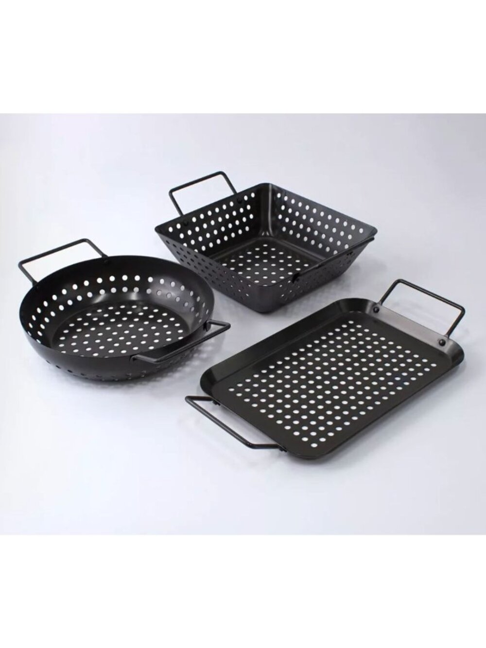 Char-Broil 3pc Grilling Topper Set Black: Non-Stick, Hand Washable, Steel Cookwa